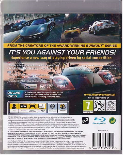  Need For Speed Hot Pursuit - PS3 (B Grade) (Genbrug)